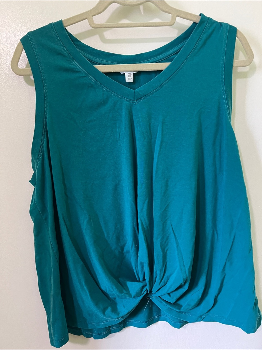Time and Tru Teal Twist-Front V-Neck Tank